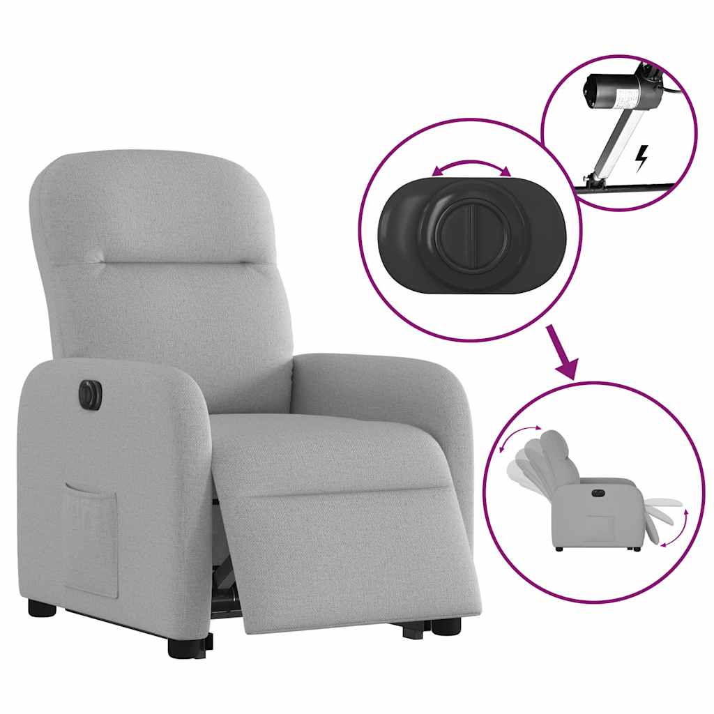 vidaXL Sillón eléctrico reclinable elevable de tela gris nube