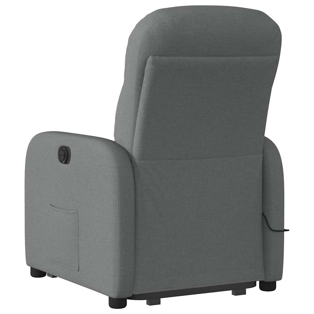 vidaXL Sillón de masaje eléctrico reclinable elevable tela gris oscuro