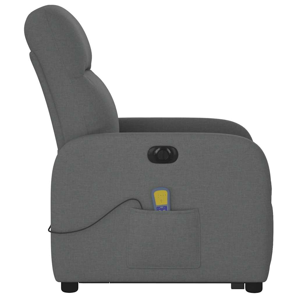 vidaXL Sillón de masaje eléctrico reclinable elevable tela gris oscuro