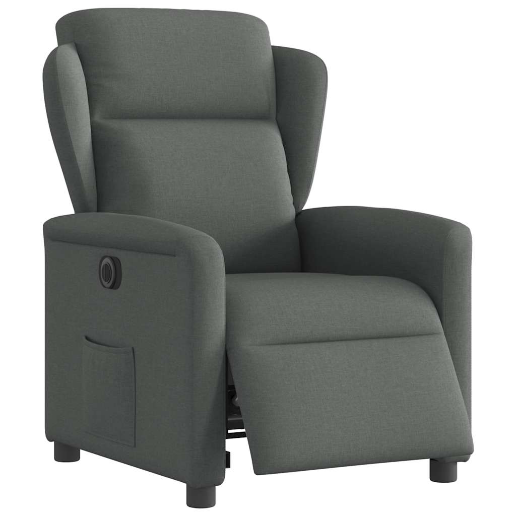 vidaXL Sillón reclinable eléctrico de tela gris oscuro