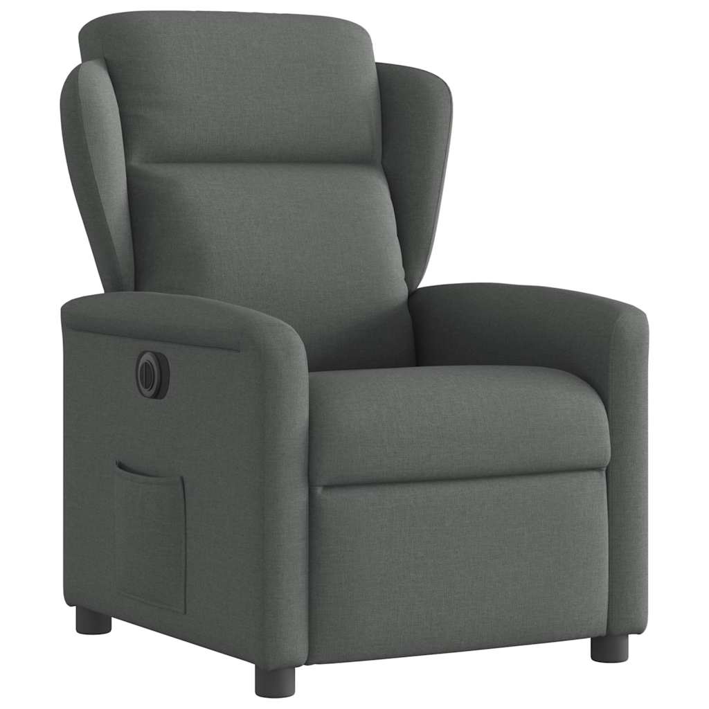 vidaXL Sillón reclinable eléctrico de tela gris oscuro