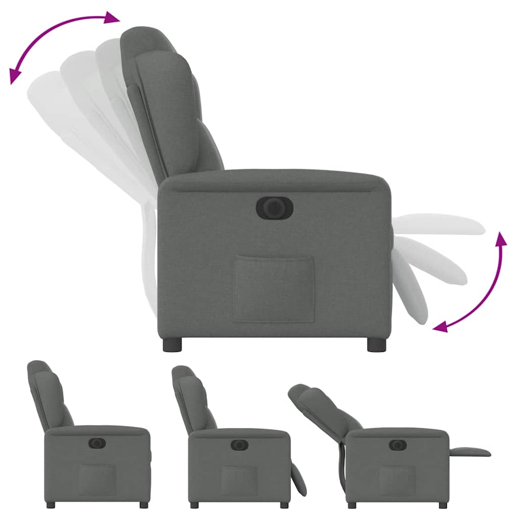 vidaXL Sillón reclinable eléctrico de tela gris oscuro