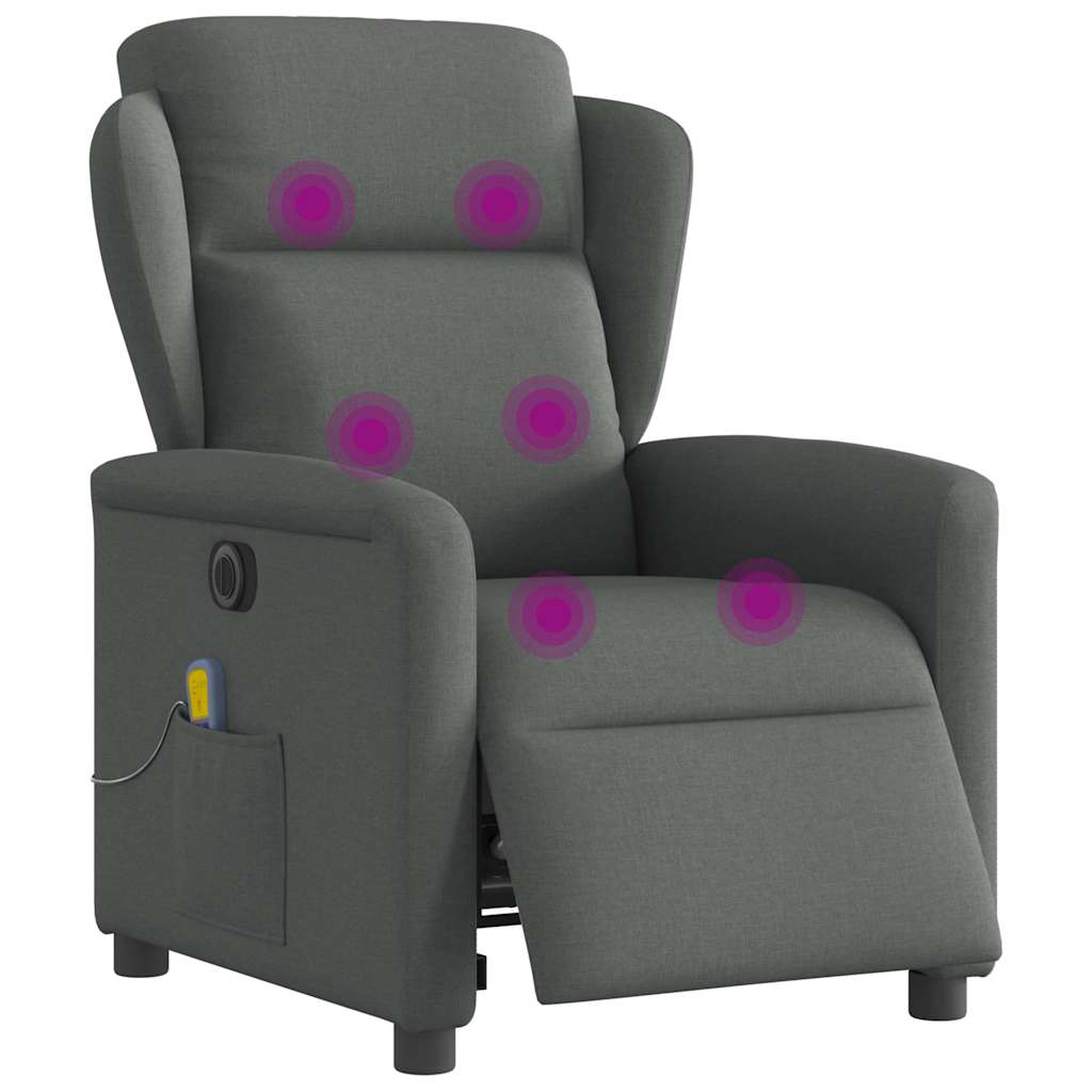 vidaXL Sillón reclinable de masaje eléctrico tela gris oscuro