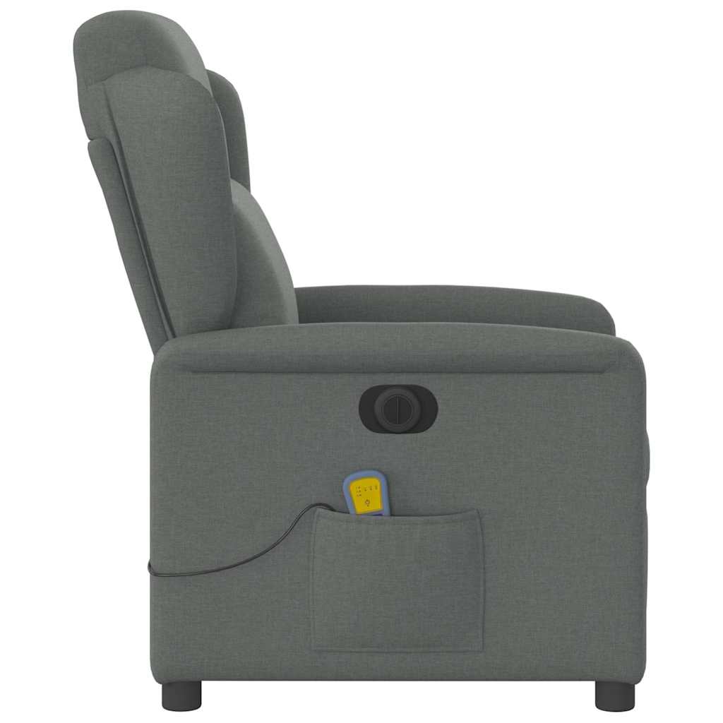 vidaXL Sillón reclinable de masaje eléctrico tela gris oscuro