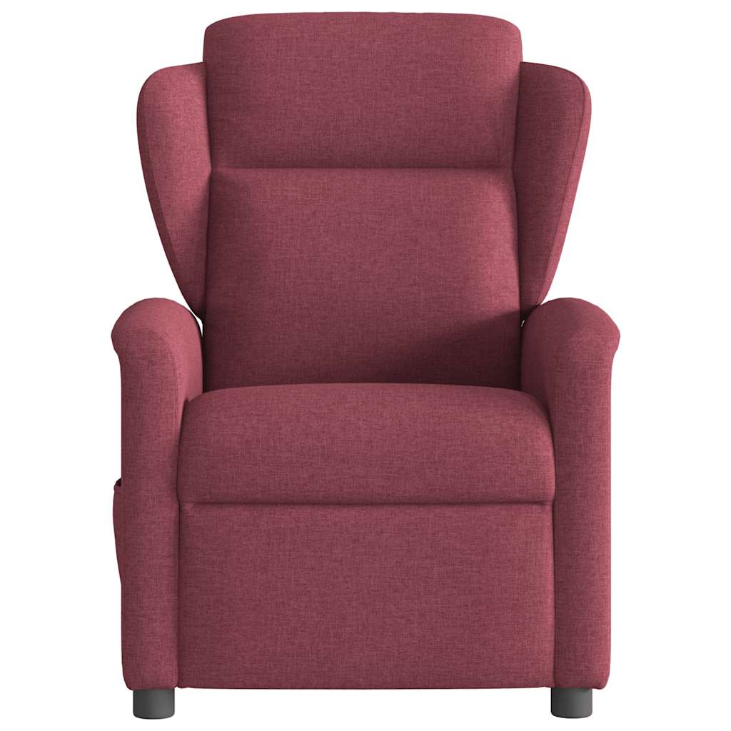 vidaXL Sillón de masaje reclinable eléctrico tela rojo tinto