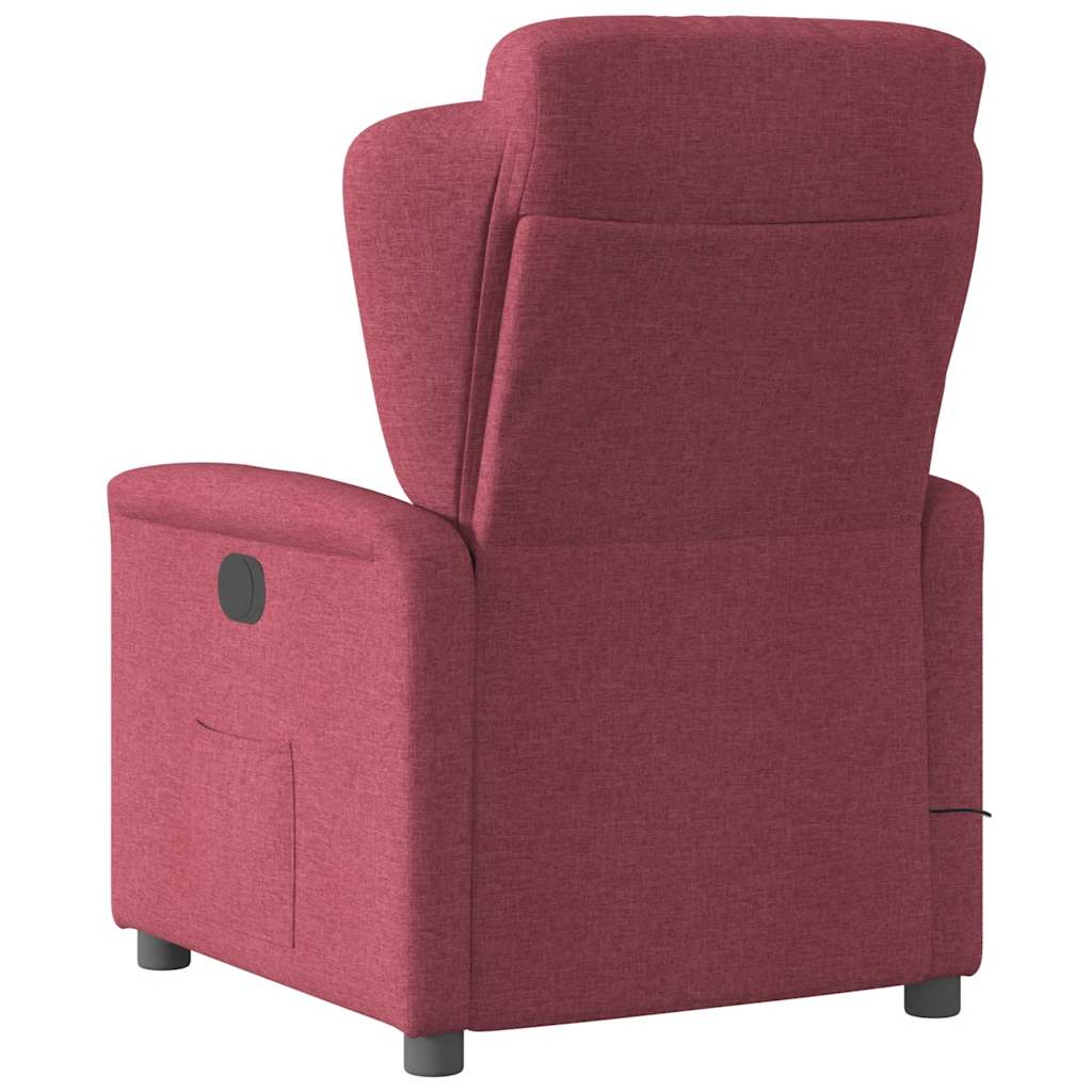 vidaXL Sillón de masaje reclinable eléctrico tela rojo tinto