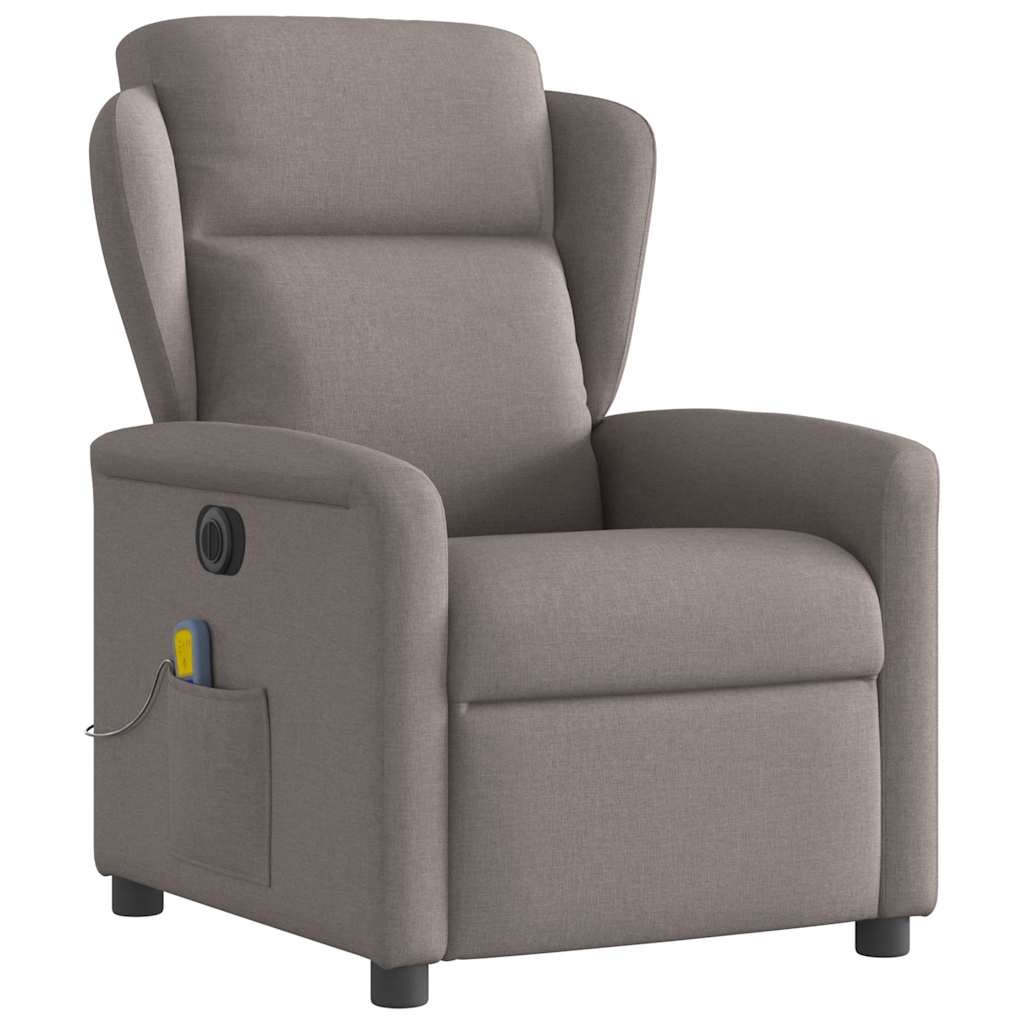 vidaXL Sillón reclinable de masaje eléctrico tela gris taupe