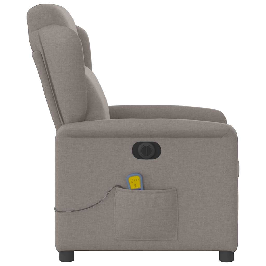 vidaXL Sillón reclinable de masaje eléctrico tela gris taupe