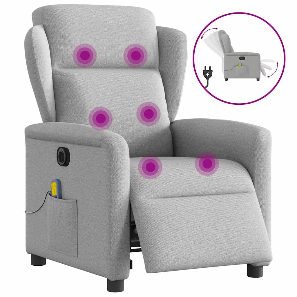 vidaXL Sillón reclinable de masaje eléctrico tela gris nube