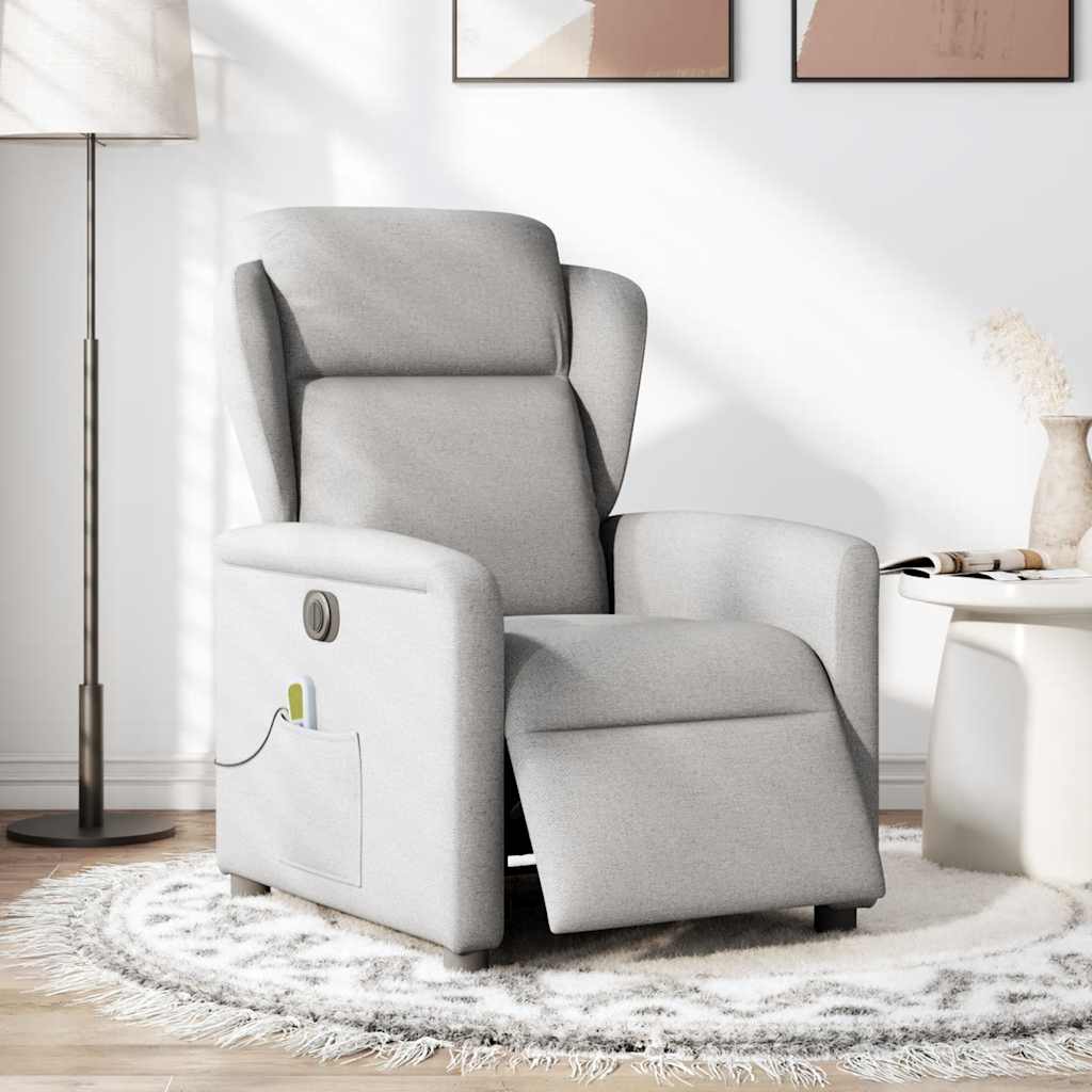 vidaXL Sillón reclinable de masaje eléctrico tela gris nube