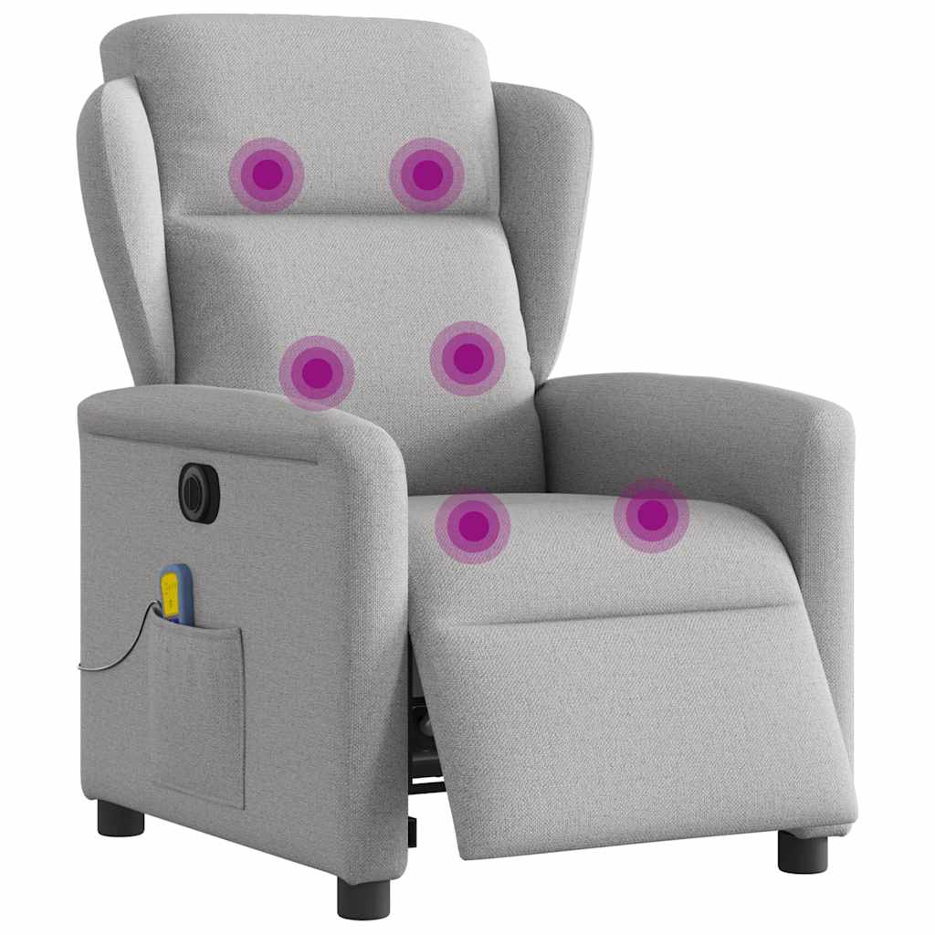 vidaXL Sillón reclinable de masaje eléctrico tela gris nube