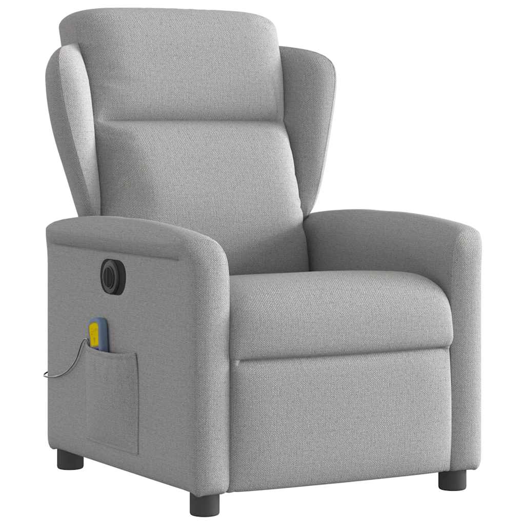 vidaXL Sillón reclinable de masaje eléctrico tela gris nube