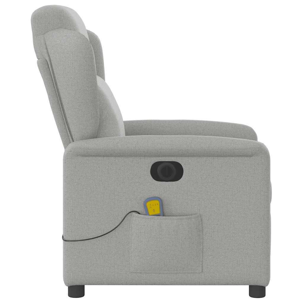 vidaXL Sillón reclinable de masaje eléctrico tela gris nube