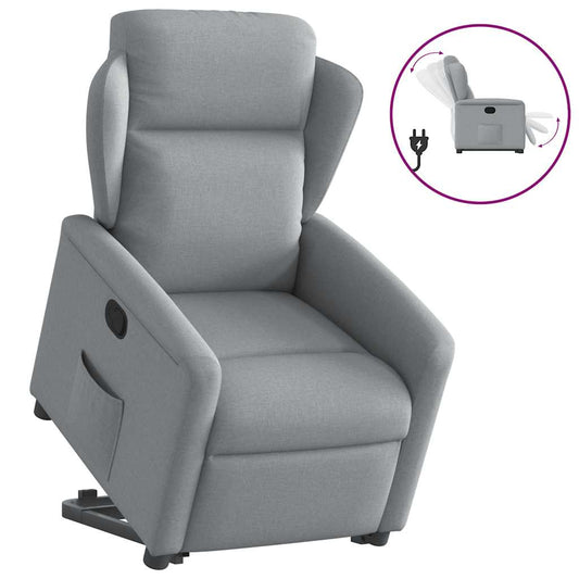 vidaXL Sillón reclinable elevable de tela gris claro