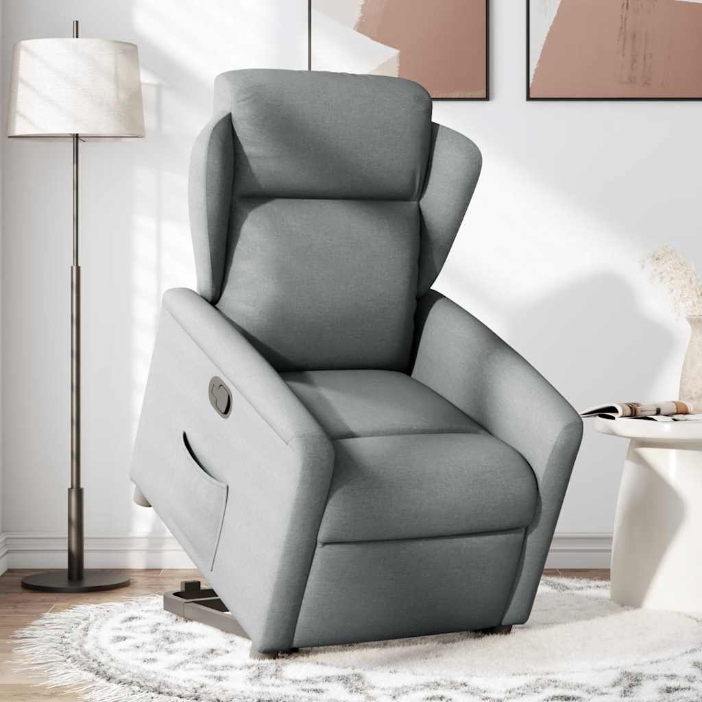 vidaXL Sillón reclinable elevable de tela gris claro