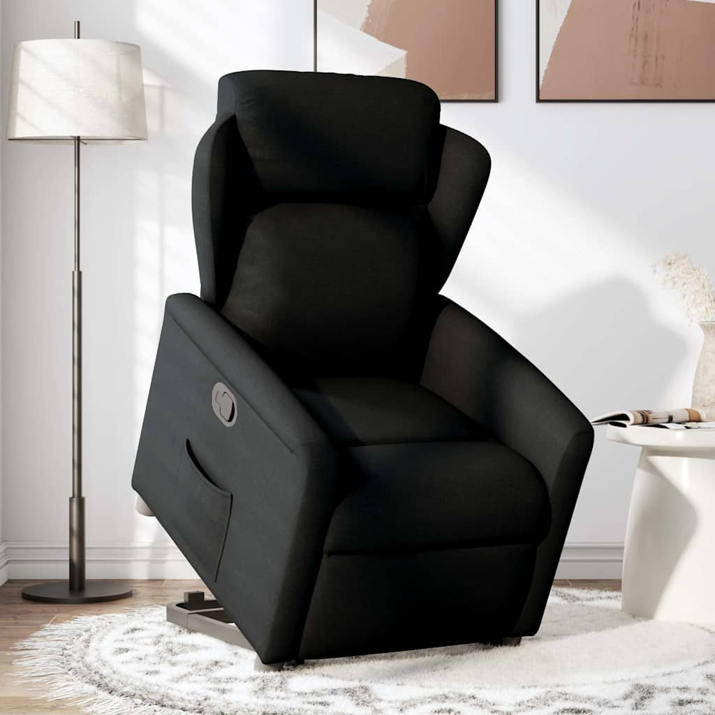 vidaXL Sillón reclinable elevable tela negro