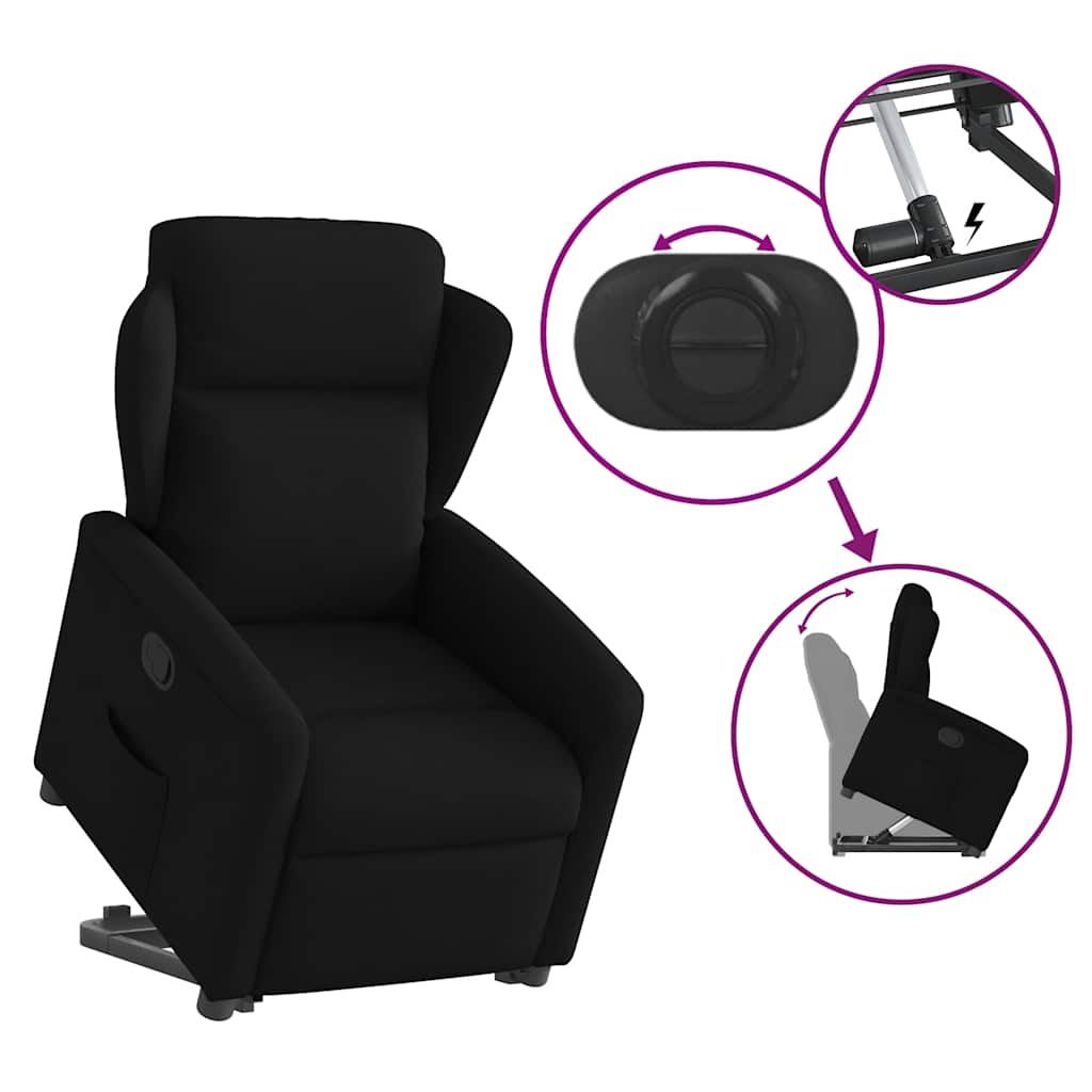 vidaXL Sillón reclinable elevable tela negro