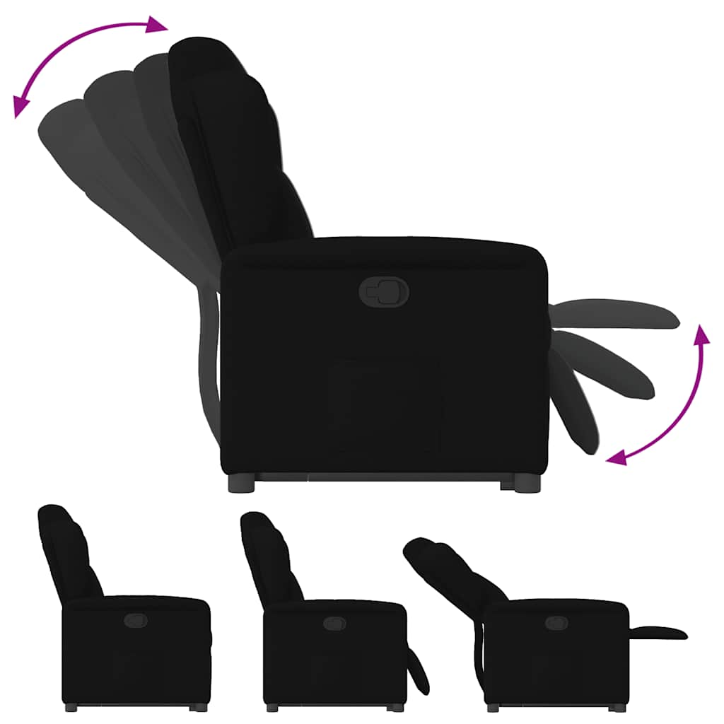 vidaXL Sillón reclinable elevable tela negro