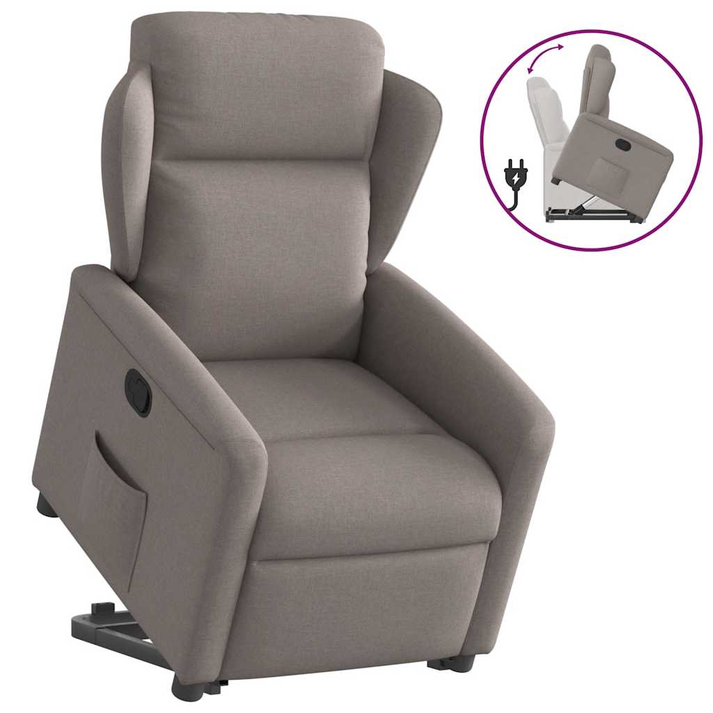 vidaXL Sillón reclinable elevable tela gris taupe