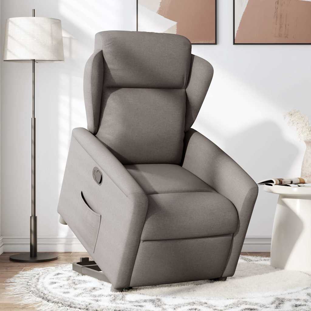 vidaXL Sillón reclinable elevable tela gris taupe