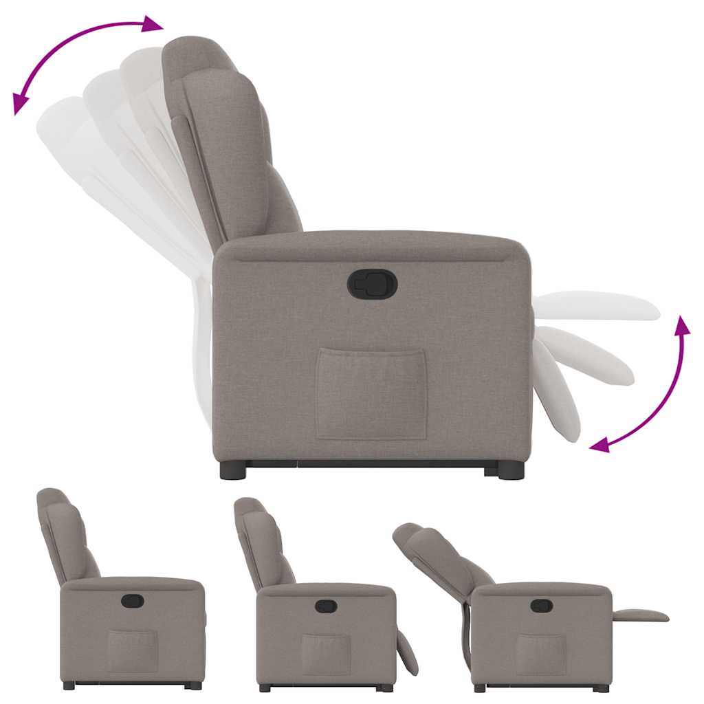 vidaXL Sillón reclinable elevable tela gris taupe