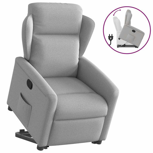 vidaXL Sillón reclinable elevable de tela gris nube