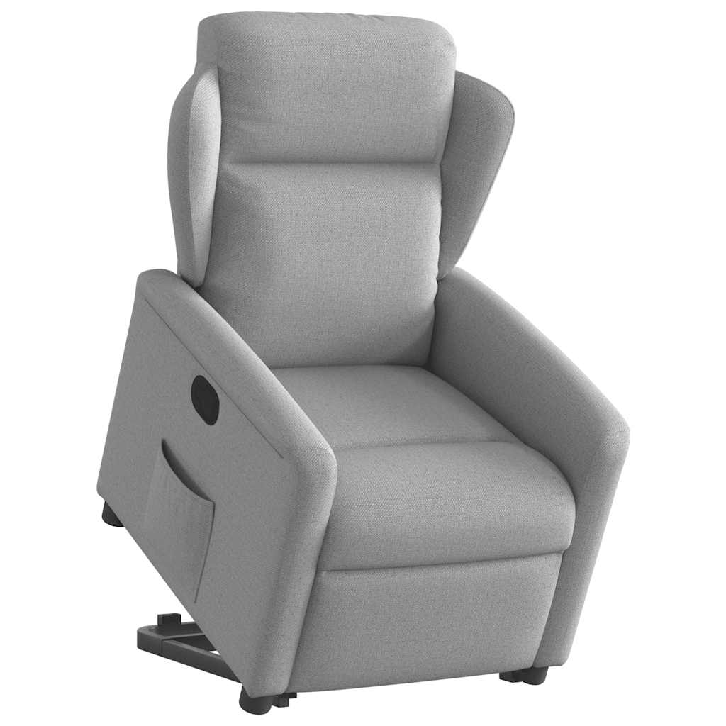 vidaXL Sillón reclinable elevable de tela gris nube