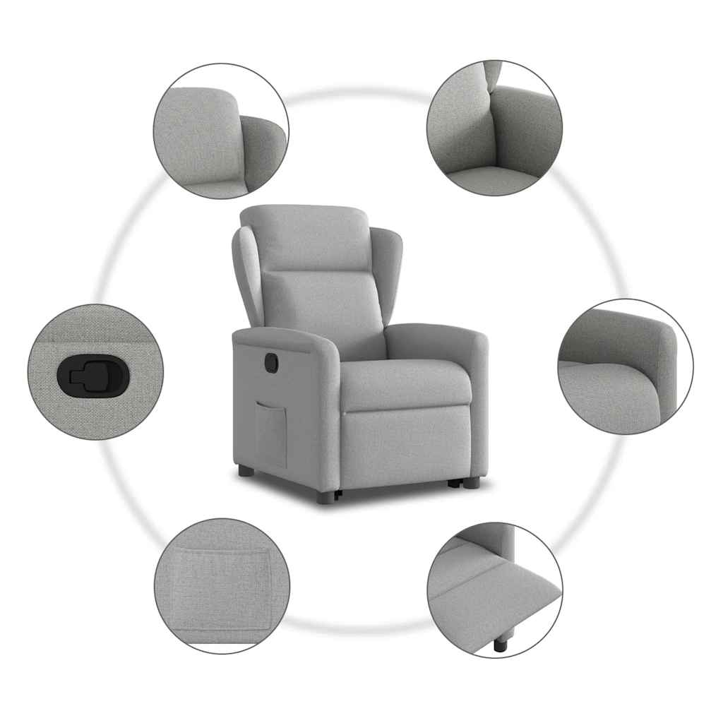 vidaXL Sillón reclinable elevable de tela gris nube