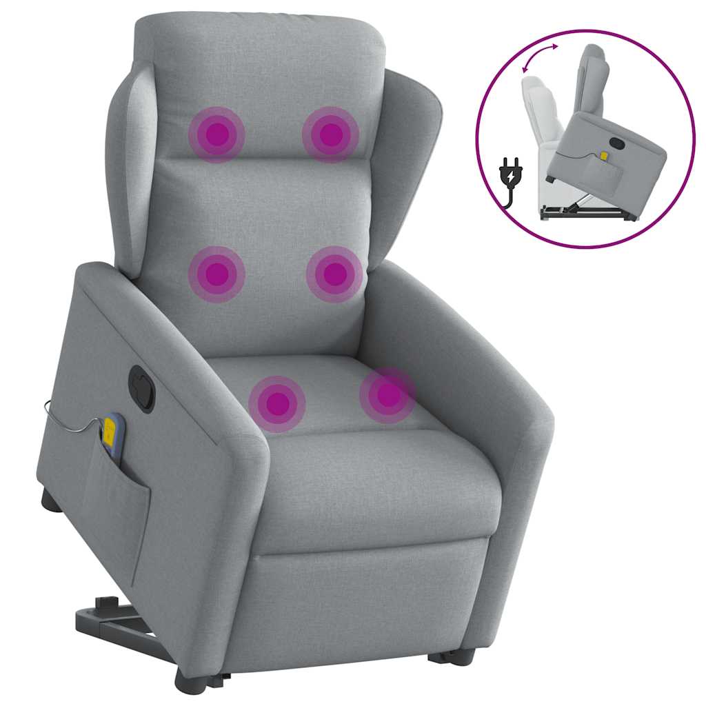 vidaXL Sillón de masaje reclinable de pie de tela gris claro