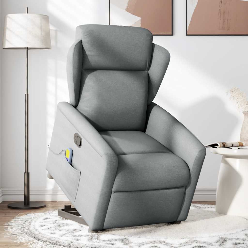 vidaXL Sillón de masaje reclinable de pie de tela gris claro