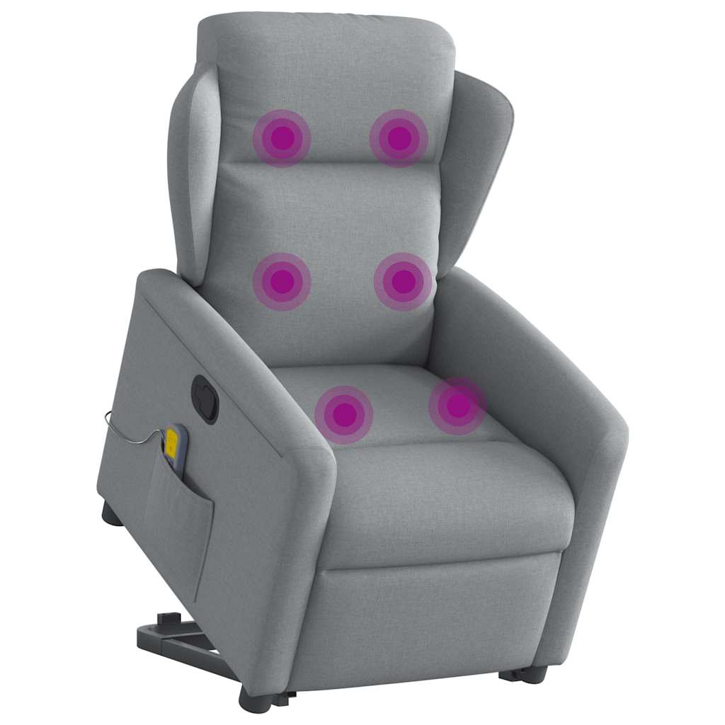 vidaXL Sillón de masaje reclinable de pie de tela gris claro