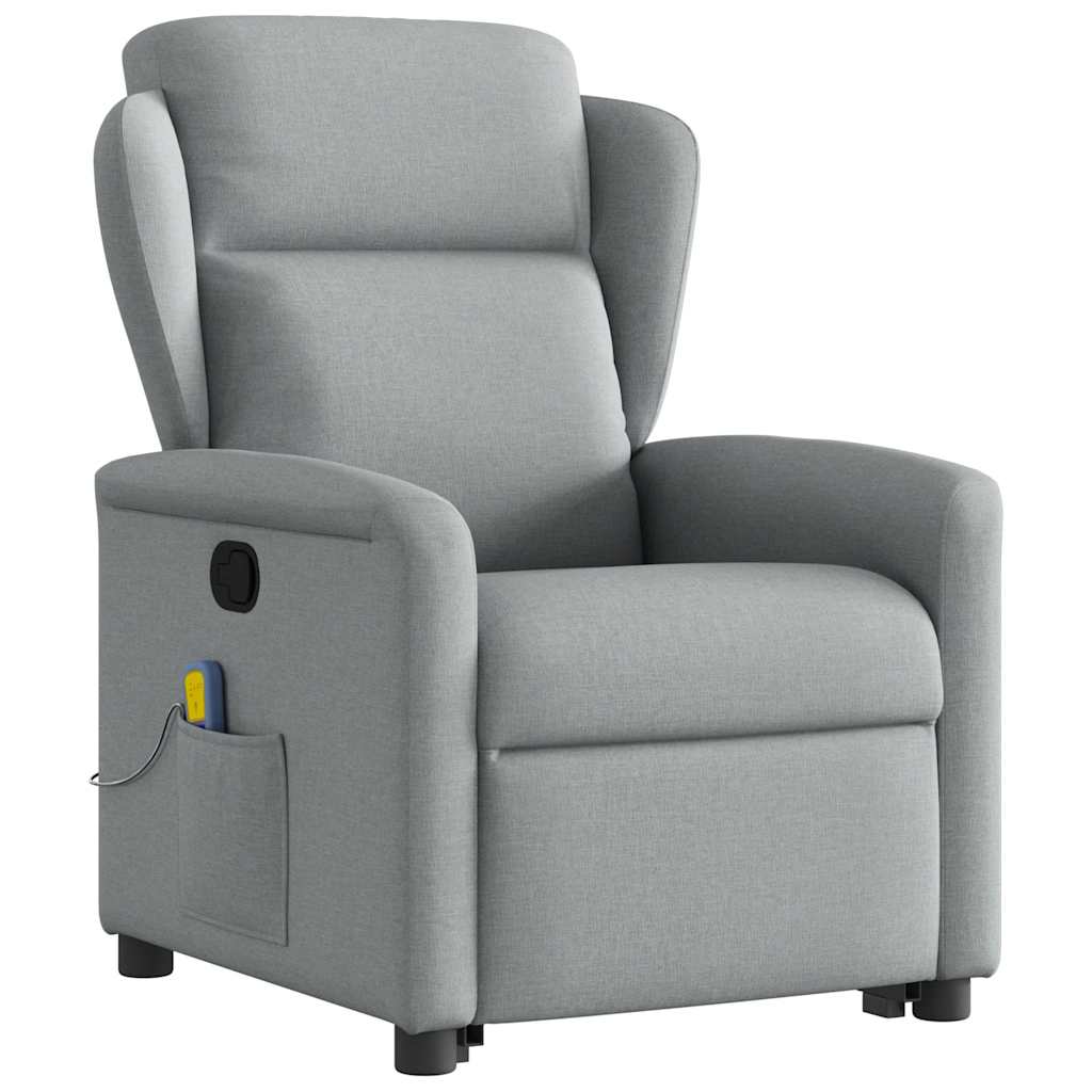 vidaXL Sillón de masaje reclinable de pie de tela gris claro