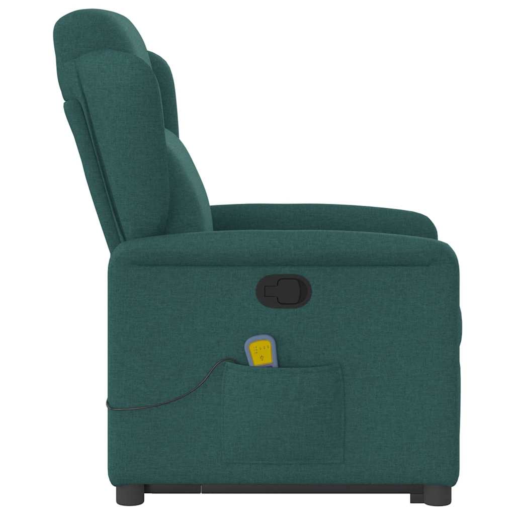 vidaXL Silla de masaje reclinable de pie de tela verde oscura