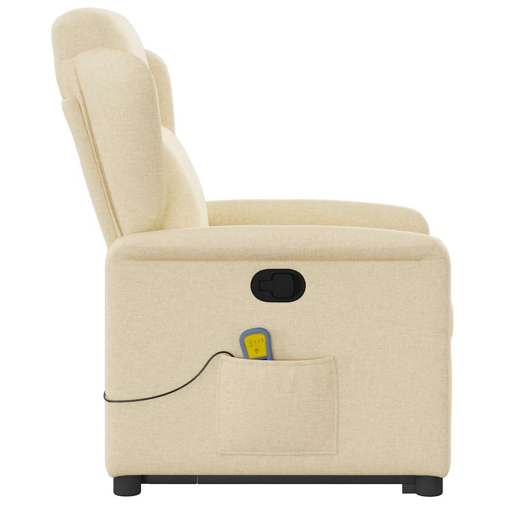 vidaXL Silla de masaje reclinable de pie de tela color crema