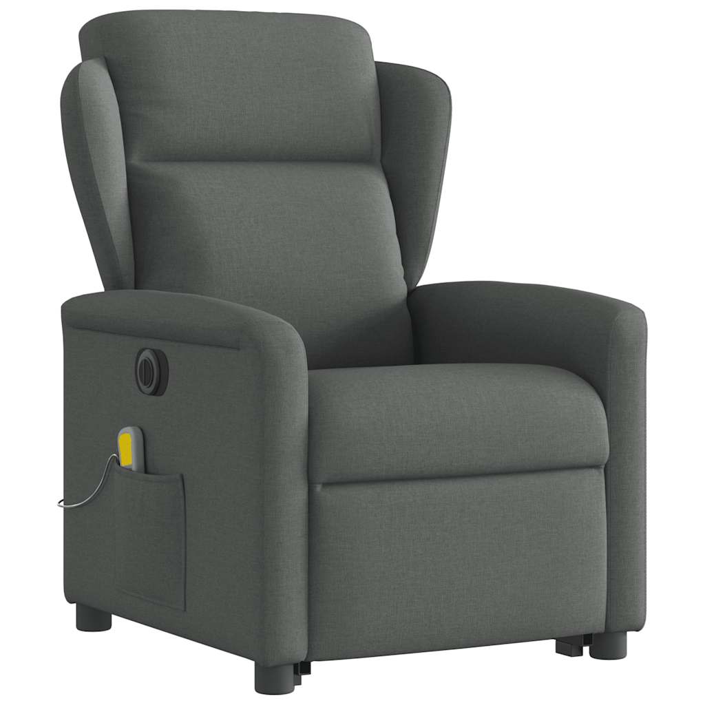 vidaXL Sillón de masaje eléctrico reclinable elevable tela gris oscuro