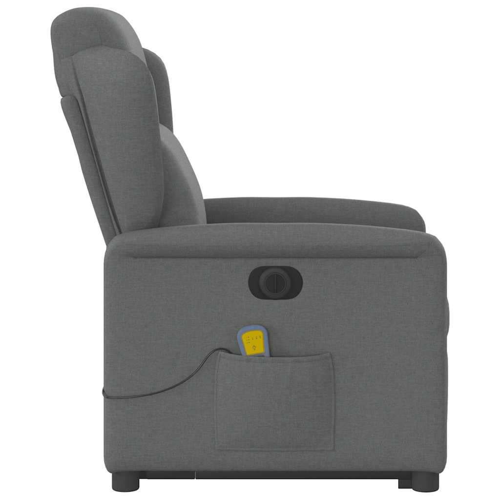 vidaXL Sillón de masaje eléctrico reclinable elevable tela gris oscuro