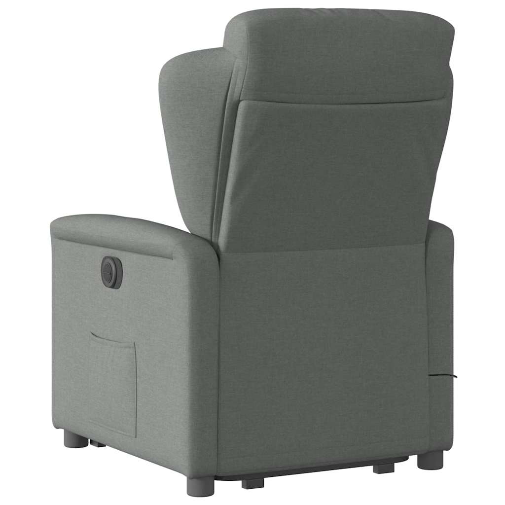 vidaXL Sillón de masaje eléctrico reclinable elevable tela gris oscuro