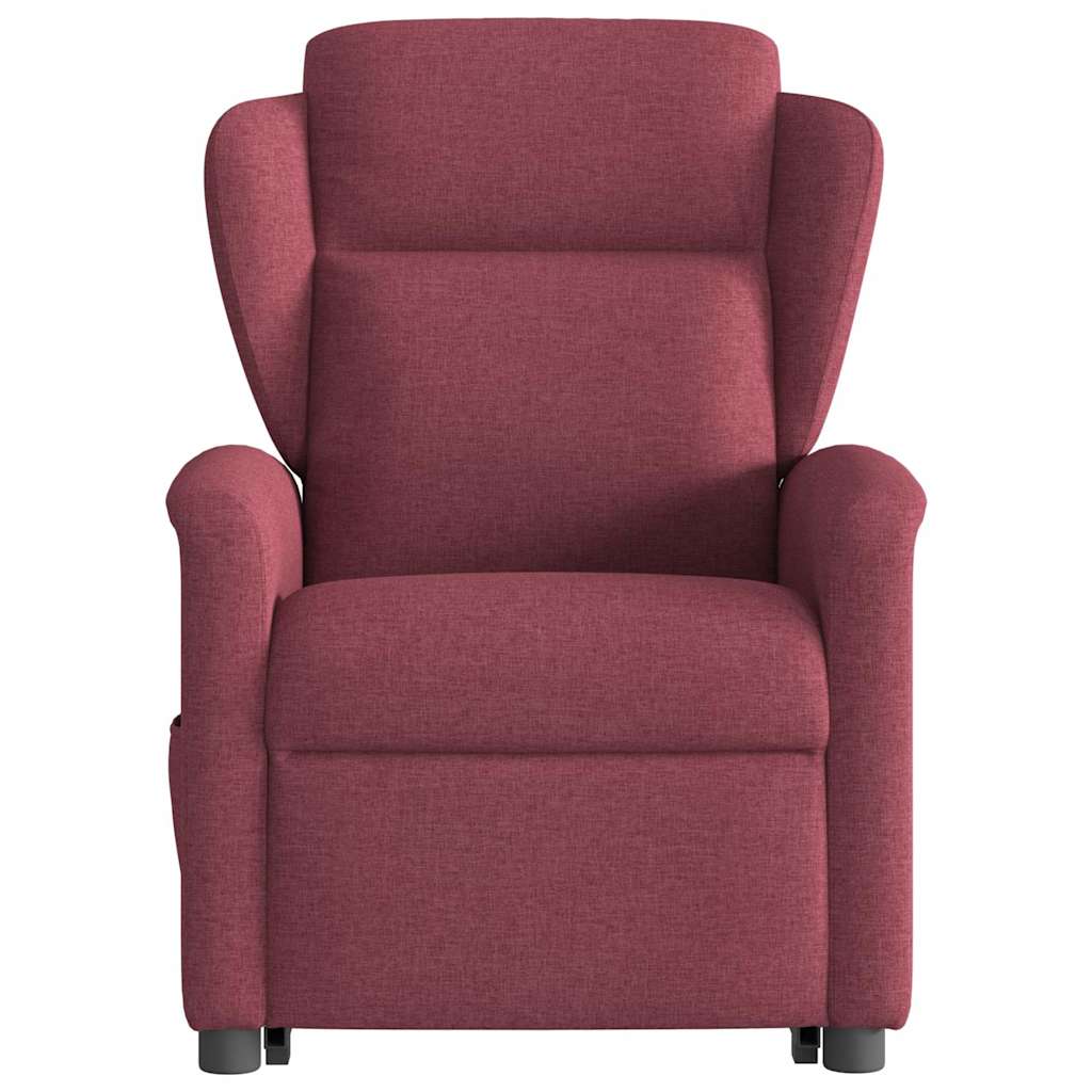 vidaXL Sillón de masaje eléctrico reclinable elevable tela rojo tinto