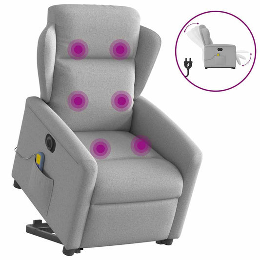 vidaXL Sillón de masaje eléctrico reclinable elevable tela gris nube