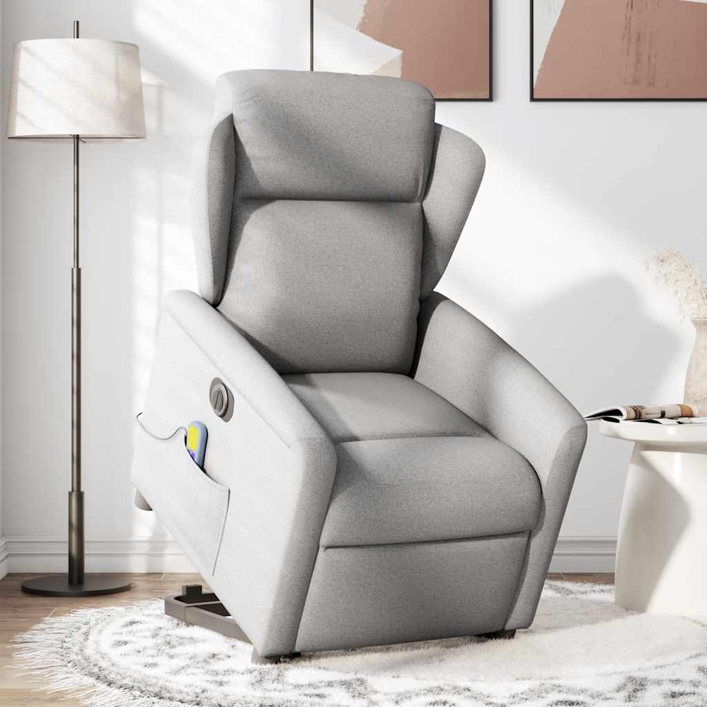 vidaXL Sillón de masaje eléctrico reclinable elevable tela gris nube