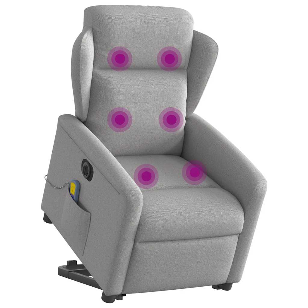 vidaXL Sillón de masaje eléctrico reclinable elevable tela gris nube