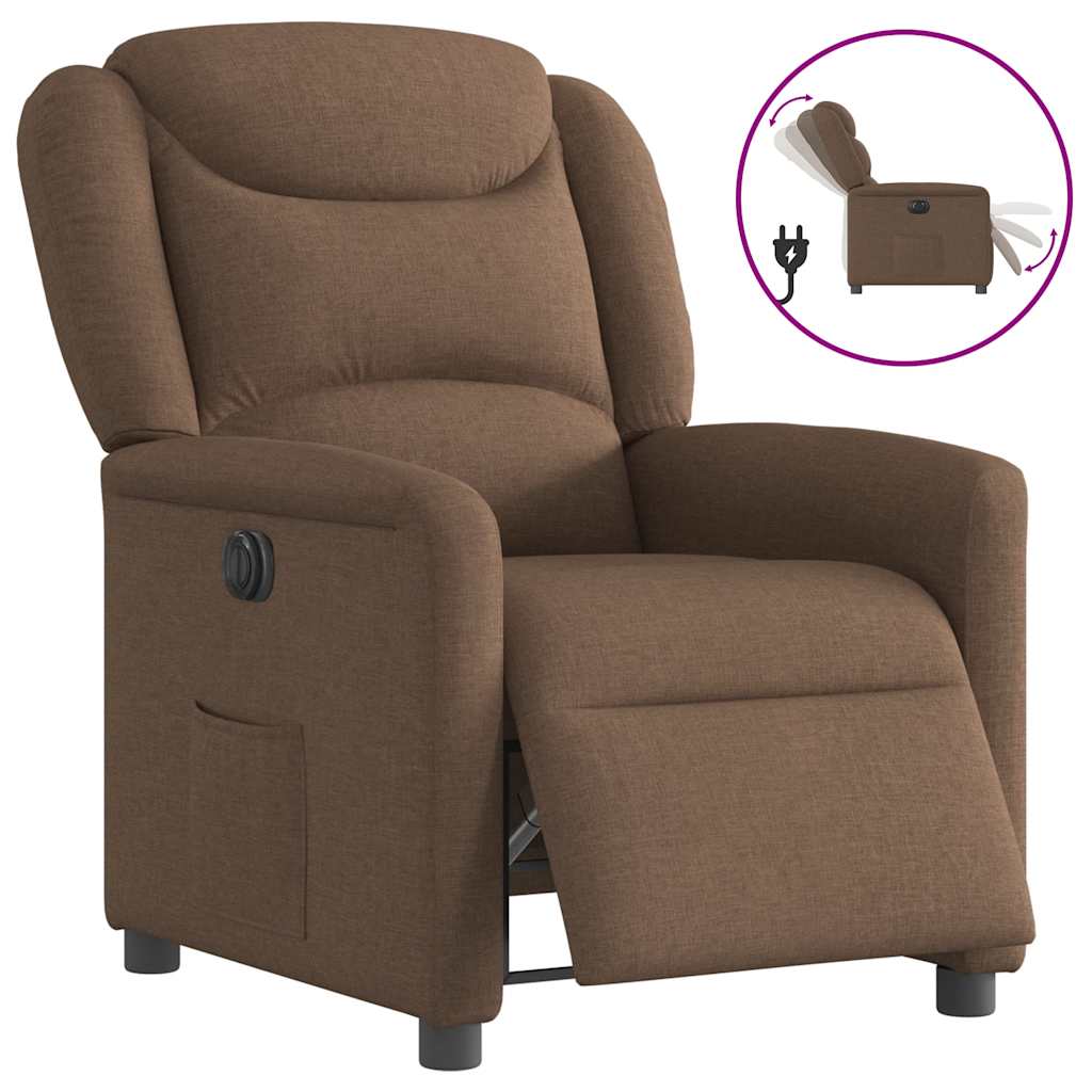 vidaXL Sillón reclinable eléctrico de tela marrón