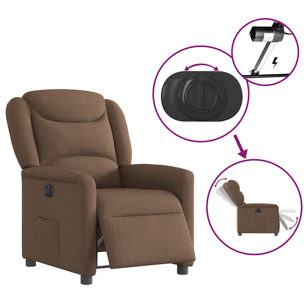 vidaXL Sillón reclinable eléctrico de tela marrón