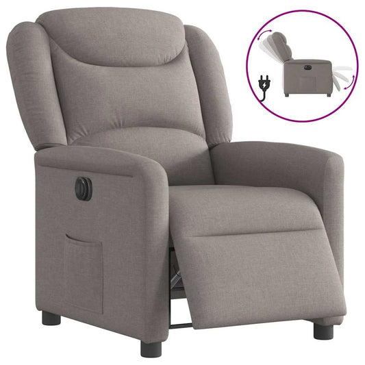 vidaXL Sillón reclinable eléctrico tela gris taupé