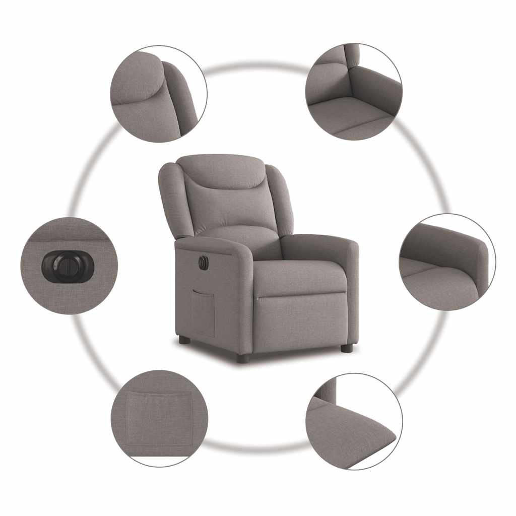 vidaXL Sillón reclinable eléctrico tela gris taupé