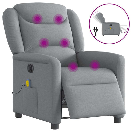 vidaXL Sillón reclinable de masaje eléctrico tela gris claro