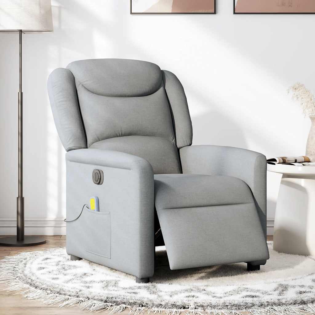 vidaXL Sillón reclinable de masaje eléctrico tela gris claro