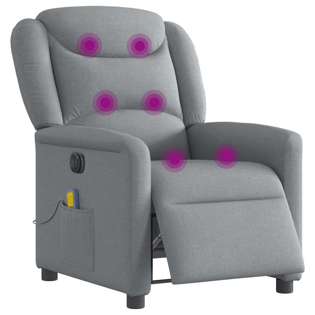 vidaXL Sillón reclinable de masaje eléctrico tela gris claro