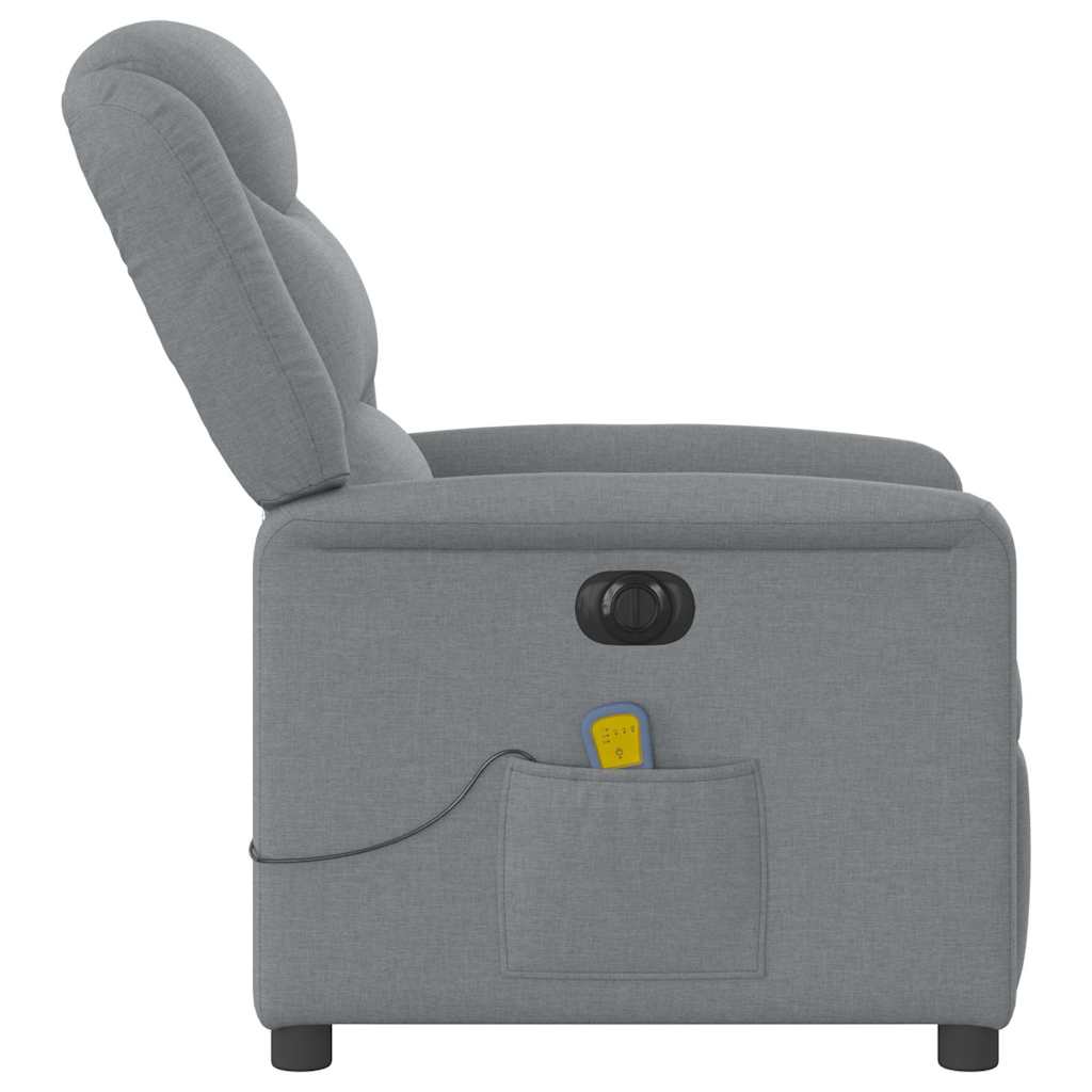 vidaXL Sillón reclinable de masaje eléctrico tela gris claro