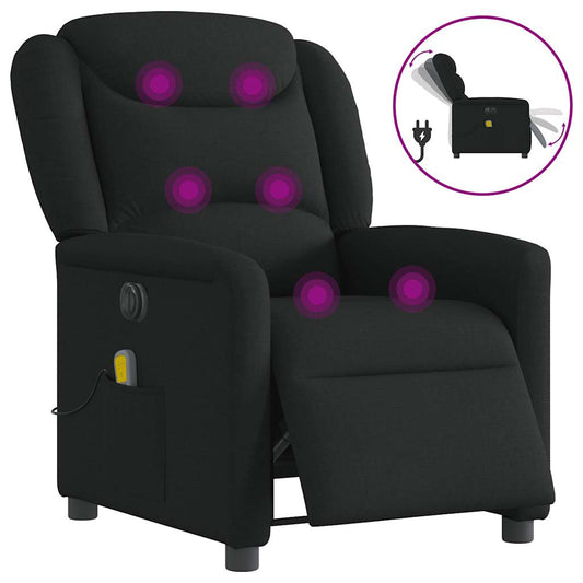 vidaXL Sillón reclinable de masaje eléctrico tela negro